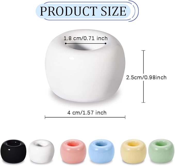Mini Ceramics Toothbrush Holder Stand for Bathroom Vanity Countertop, Handmade Couple Toothbrush Head Holder, Shaver Holder and Office Pen Holder, 2-Piece Set White