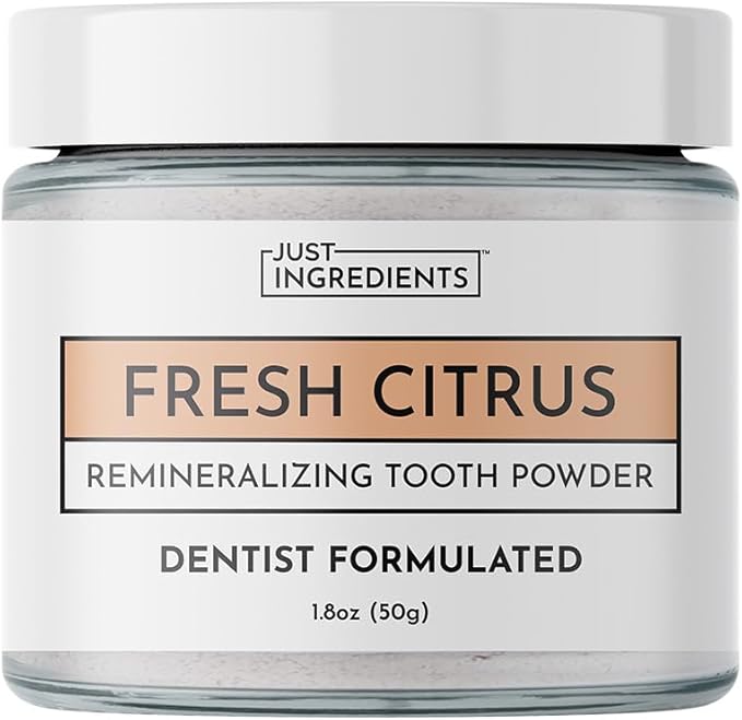 Remineralizing Tooth Powder – Fluoride-Free Oral Care – Gently Cleans & Whitens – Supports Strong Teeth & Fresh Breath – Vegan, Non-GMO, Made with Clean Ingredients (Regular, Fresh Citrus)