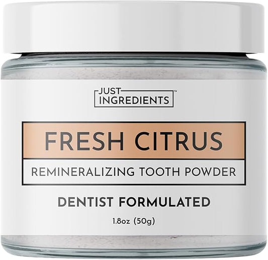 Remineralizing Tooth Powder – Fluoride-Free Oral Care – Gently Cleans & Whitens – Supports Strong Teeth & Fresh Breath – Vegan, Non-GMO, Made with Clean Ingredients (Regular, Fresh Citrus)