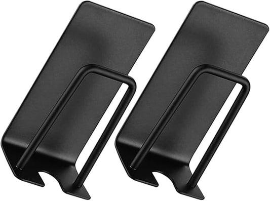 Stainless Toothbrush Rack Wall Adhesive Holder with Cup Black 2pcs Hanging Bathroom Organizer for Electric and Manual Toothbrushes