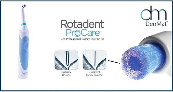 ROTADENT PROCARE Professional Rotary Toothbrush with Dock Charger, 2 Brush Heads Included and 1 Year Warranty
