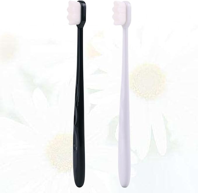 TEHAUX 2PCS Portable Wave Bristle Toothbrushes with Ergonomic Handles for Adults Soft Curved Corner Brushes Lightweight Travel and Home Oral Care