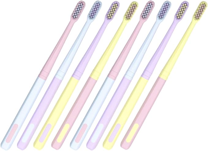 8PCS Soft Bristle Toothbrushes Small Head Portable Travel Teeth Cleaning Tool Ergonomic Non-Slip Handle for Adults Oral Health Maintenance