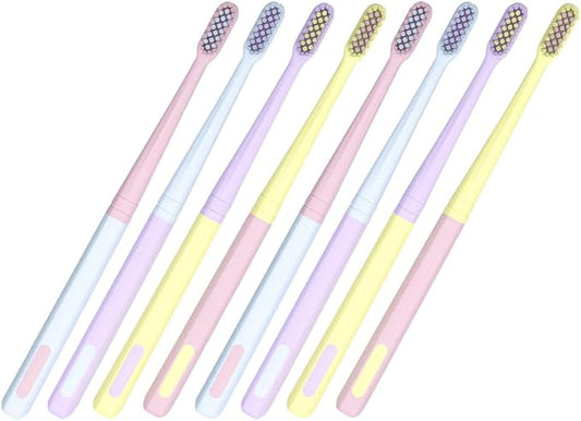 8PCS Soft Bristle Toothbrushes Small Head Portable Travel Teeth Cleaning Tool Ergonomic Non-Slip Handle for Adults Oral Health Maintenance