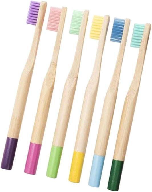 Homoyoyo 6PCS Toothbrush with Colorful Ergonomic Handles Soft Bristles for Gentle Oral Hygiene Environmentally Friendly Toothbrushes