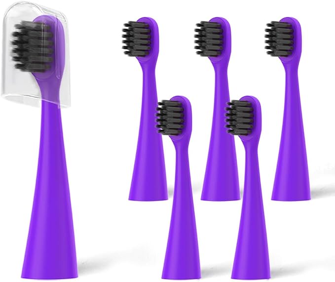 6 Pack Toothbrush Replacement Heads Compatible with Burst Kids Electric Toothbrush, Burst Kids Replacement Heads with Ultra-Soft Bristles, Dust Cover Caps, Perfectly Compatible (Purple)