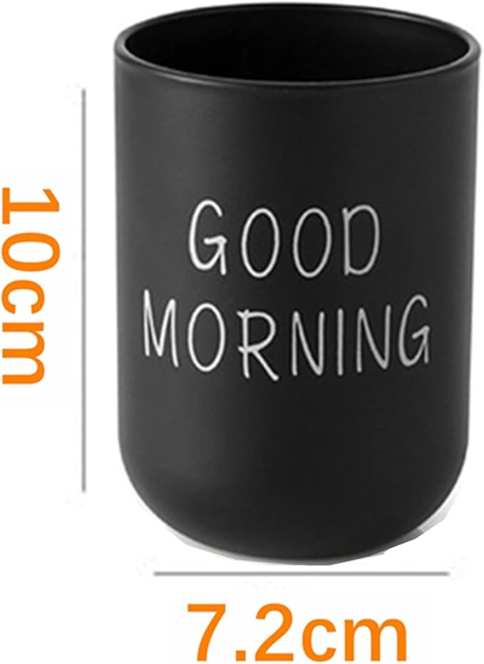 Tumbler Cup Good Morning Cup Toothbrush Holder Toothbrush Cup for Holding Normal Toothbrushes 330ml Lightweight Nice for Home and Travel (Black)