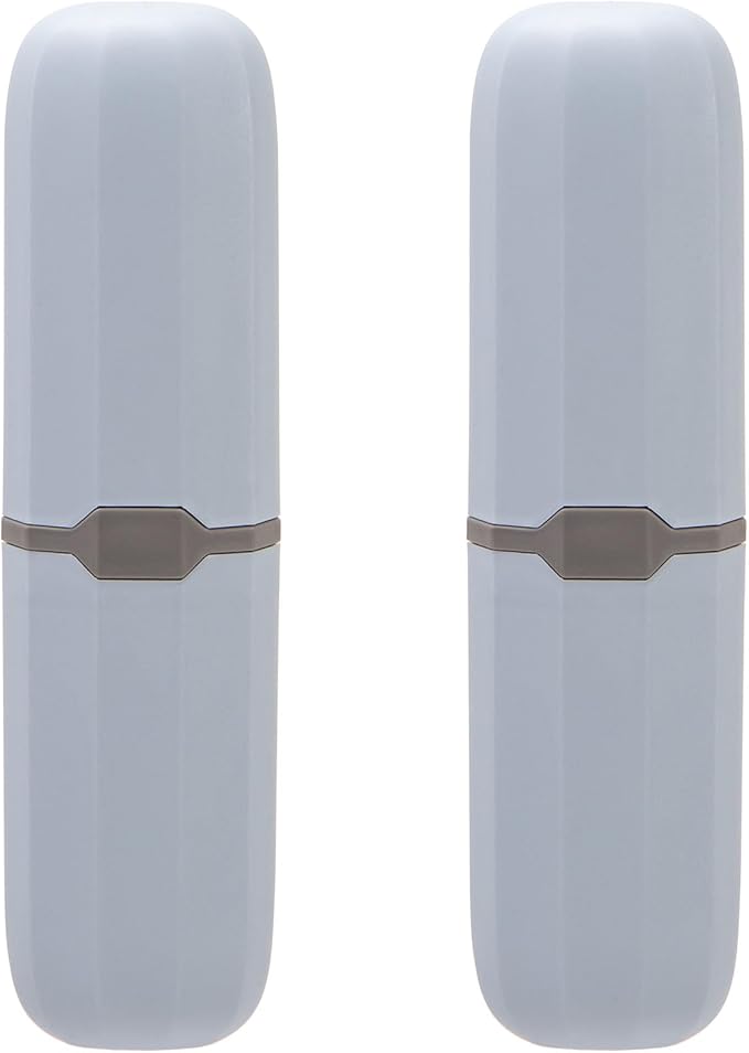 Yeeco Toothbrush Case 2 Packs, Toothbrush Travel Case, Plastic Toothbrush Holder Travel, 7.9”×2.1”×1.2” Portable Toothbrush Case for Traveling,Grey Blue
