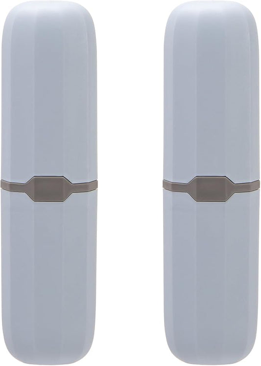 Yeeco Toothbrush Case 2 Packs, Toothbrush Travel Case, Plastic Toothbrush Holder Travel, 7.9”×2.1”×1.2” Portable Toothbrush Case for Traveling,Grey Blue
