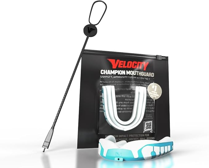 Velocity Champion Youth Mouthguard, 1 Pack, Orange & White - for Ages 10 to 14 - Ideal for Lacrosse, Football, Hockey, Basketball, Soccer, Boxing, Martial Arts, Field Hockey, and More