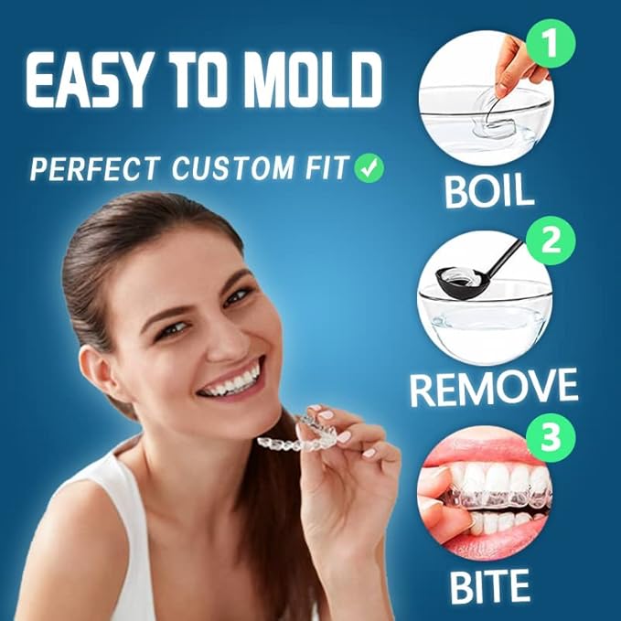 KOHEEL MG Moldable Mouth Guard for Teeth Grinding and Clenching, Perfect Fit Night Guard, Dental Guard for Bruxism Relief, 4 Count (4 Large)