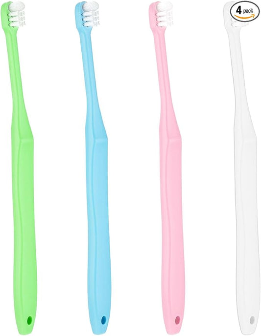End Tuft Toothbrush, 4PCS Nylon Soft Bristle, Small Tooth Brush for Hard-to-Reach Areas, Dental Detail Cleaning for Adults with Crowns, Bridges, Implants