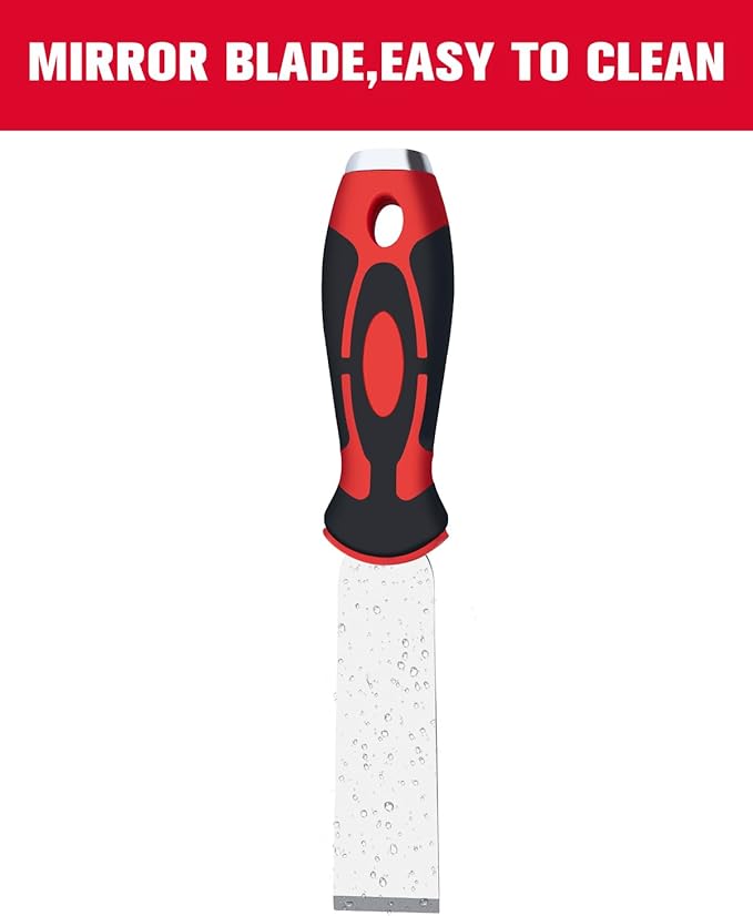 ROTATION Soft Grip, Heavy Duty, Scraper with Hammer End, 1.2", Stainless Steel Putty Knife, 1.2 inch, extra thick