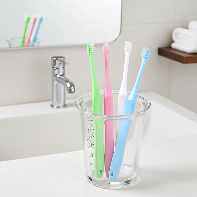 End Tuft Toothbrush, 4PCS Nylon Soft Bristle, Small Tooth Brush for Hard-to-Reach Areas, Dental Detail Cleaning for Adults with Crowns, Bridges, Implants