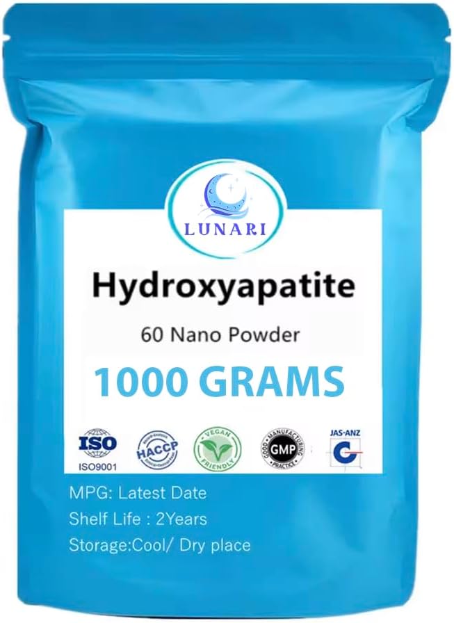 100% Pure Nano Hydroxyapatite Tooth Powder – Enamel Remineralization Support, Fluoride-Free Toothpaste Additive for Sensitivity & Cavity Defense, Pure HAp Powder 1000g