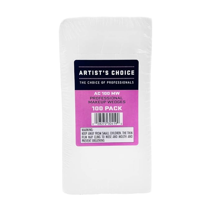 Artist's Choice 100 Pack Makeup Sponge Mini Applicator Wedges, Triangle Cosmetic Sponges For Foundation, Blush, Eye Shadow, Blending, Latex Free, Perfect for Face Painting and Halloween Makeup