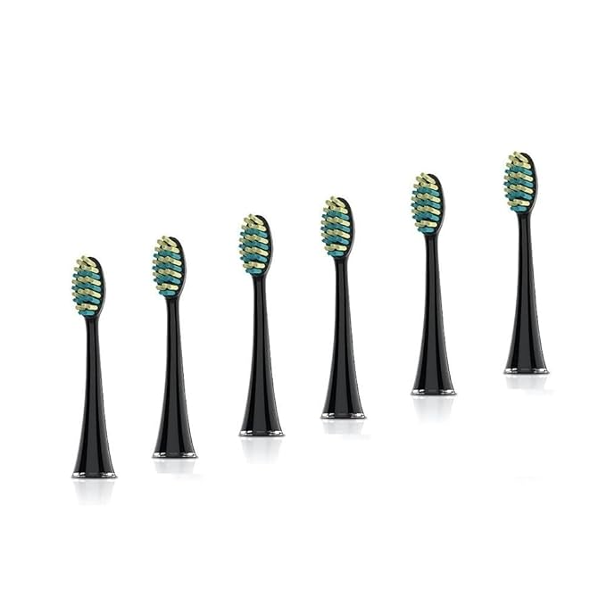 Voom Sonic Pro 7 Series Replacement Brush Heads, Black, 6-Pack