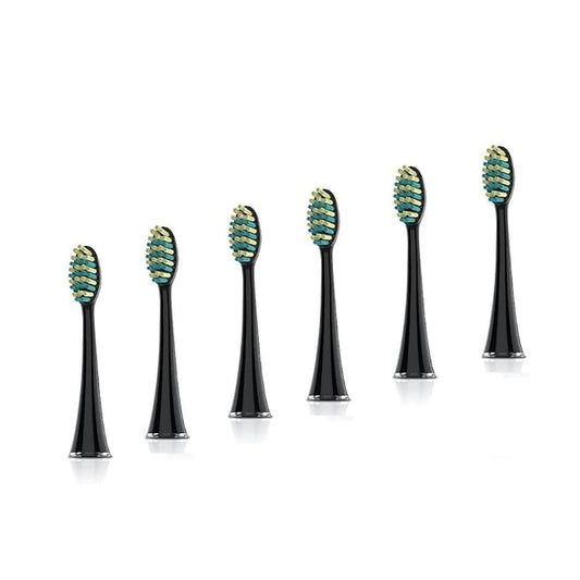 Voom Sonic Pro 7 Series Replacement Brush Heads, Black, 6-Pack