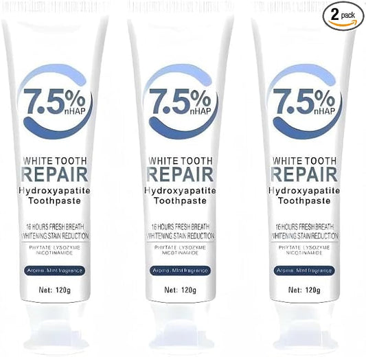 7.5% Hydroxyapatite Toothpastes for Enamel Protection & Tooth Strengthening, 7.5% Nano Hydroxyapatite Toothpaste White Tooth Repair, Fluoride-Free with Gentle Mint, Fresh Breath (3)