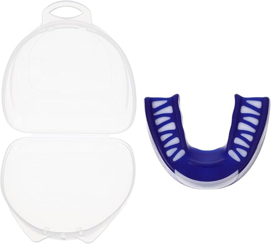 Sports Mouth Guard Teeth Protector with Case, Blue Portable Boxing Soccer Taekwondo Athletic Mouthpiece for Adults and Youth, Impact Resistant for Football and Martial Arts