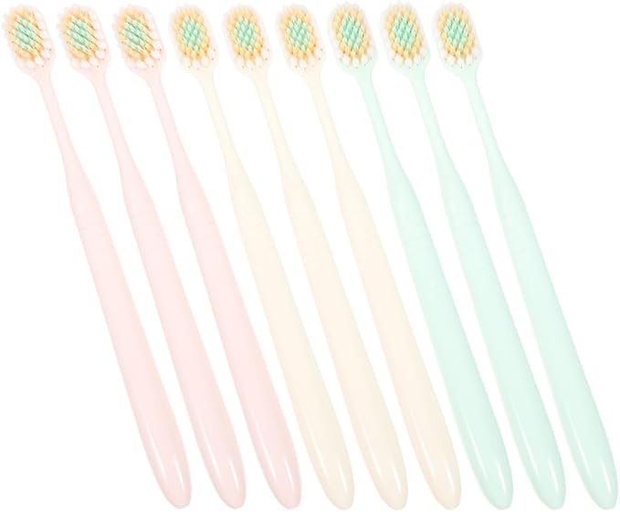 Mipcase Soft Bristle Toothbrush Wide Brush Head 9pcs, Adult Manual Toothbrushes for Gum Care, Household Teeth Brush for Daily Oral Cleaning