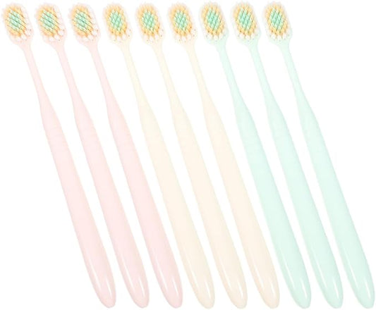 Mipcase Soft Bristle Toothbrush Wide Brush Head 9pcs, Adult Manual Toothbrushes for Gum Care, Household Teeth Brush for Daily Oral Cleaning