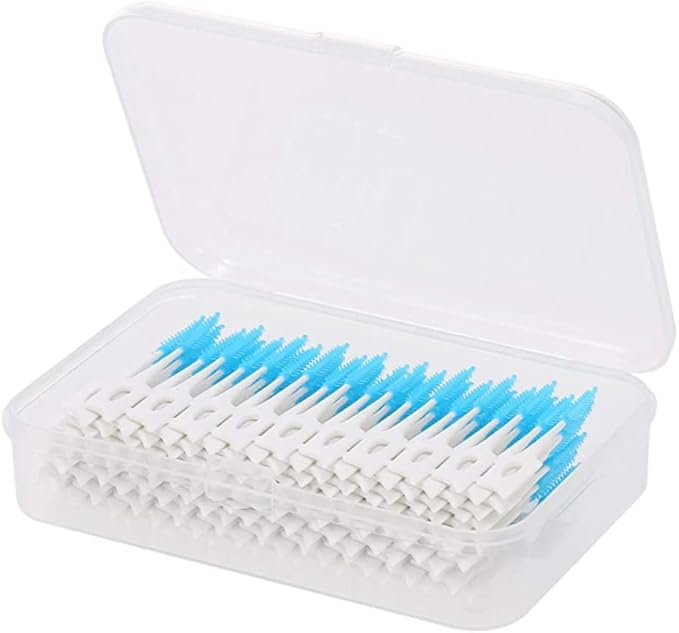 Interdental Brushes Ultra Tight Disposable Tooth Cleaner Brushes Silicone Toothpick Brush for Interdental Spaces Blue 160Pcs/Box