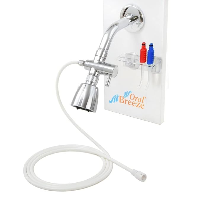 Oral Breeze ShowerBreeze | Oral Irrigator & Water Pick Teeth Cleaner for Braces, Gums, Implants | Shower-Powered, No Batteries, No Mess | Adjustable Pressure & Unlimited Warm Water