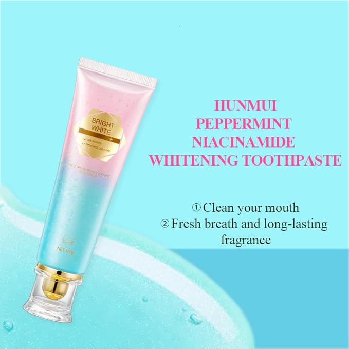 Niacinamide Whitening Toothpaste (Pack of 2) - Cleans Stains and Strengthens Teeth, Reduces Gum Problems, Freshens Breath, Mint Flavored Without Fluoride for Sensitive Teeth