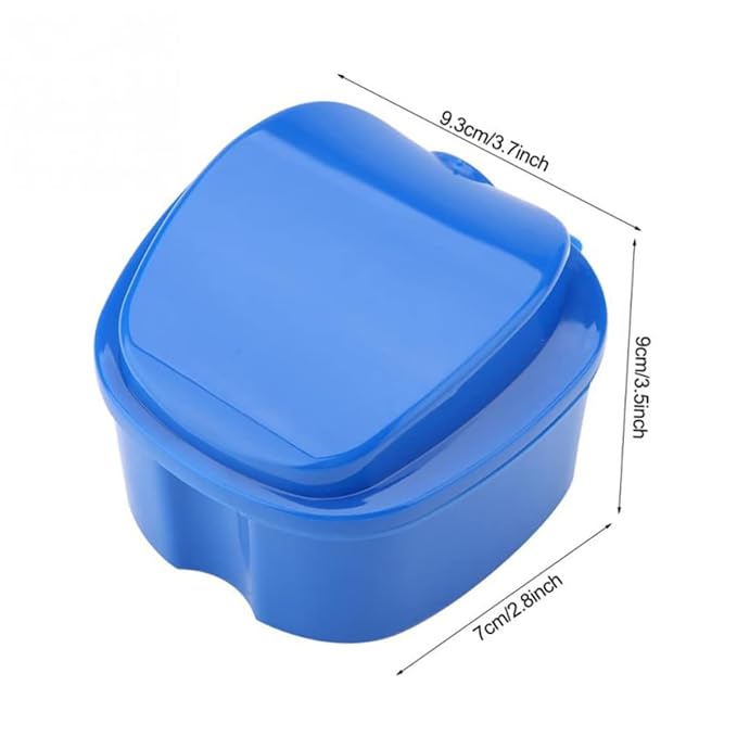 1PC Strong Denture Box With Simple Retrieval Tab Denture Bath Case False Teeth Storage Premium Mouth Guard Box Perfect To Safe Guard Dentures And Valuables(Blue)