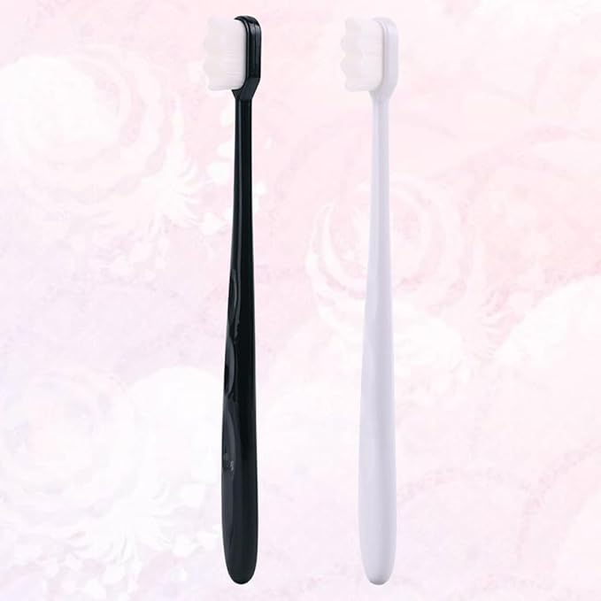 TEHAUX 2PCS Portable Wave Bristle Toothbrushes with Ergonomic Handles for Adults Soft Curved Corner Brushes Lightweight Travel and Home Oral Care