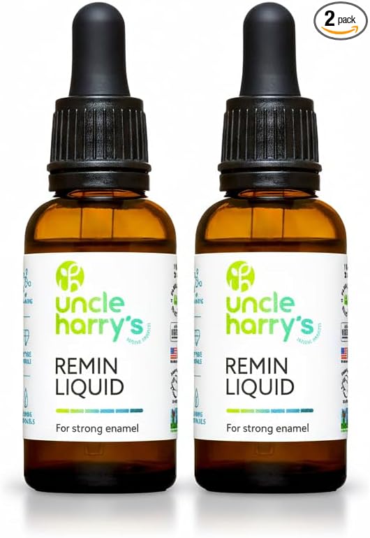 Uncle Harry's Natural & Fluoride-Free Remineralization Liquid for Tooth Enamel - Freshens Breath & Strengthens Teeth (2 Pack, 1 oz.)