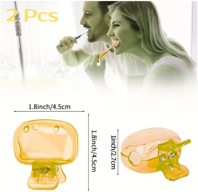 ANAKOR Travel Toothbrush Head Covers – Portable Plastic Toothbrush Protector Caps, Protective Brush Pod Cases with Clip for Home & Travel Use-2 Pcs (Yellow)