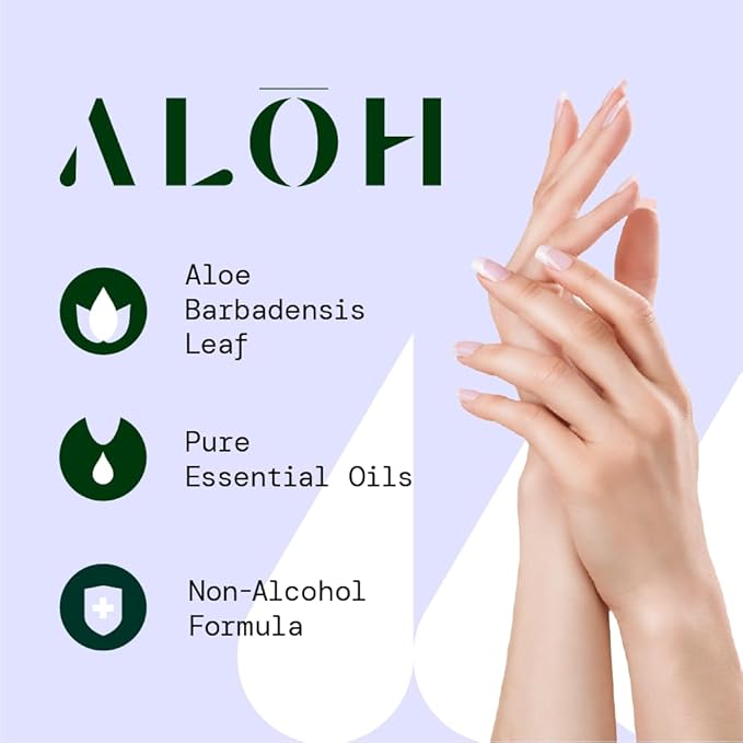 ALOH Antibacterial Wipes – Lavender & Rosewood Sanitizing Hand Wipes - Clean Hands, Clear Minds - On The Go Hand Sanitizer Wipes for Kids and Adults - Travel Size 3 Pack, 20ct Wipes (60 wipes)