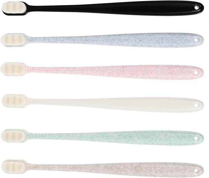 Luxshiny 6pcs Soft Bristle Toothbrushes with Ergonomic Anti-Slip Handle Deep Clean for Sensitive Gums Oral Care Supplies for Travel and Home Use