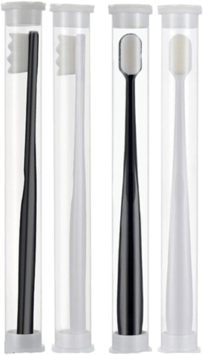 Alipis Soft Micro-Nano Toothbrush 4pcs Set with Flat Wavy Heads, Ultra-fine Supple Bristles for Travel and Household Oral Cleaning, Manual Teeth Cleaning Brush for Adults