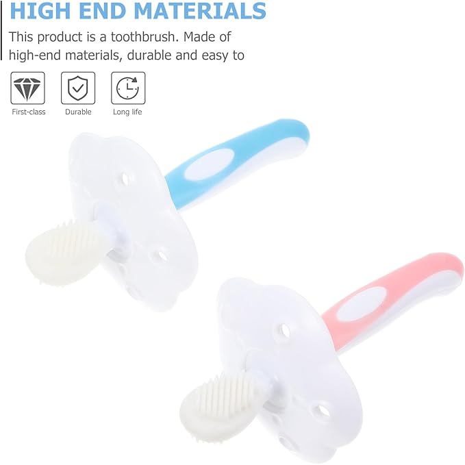 2 Sets Silicone Toothbrushes for Oral Care Safe Dental Tool with Soft Bristles Dual-Sided Design for Cleaning Blue and Pink for Boys and Fun Habit Builder