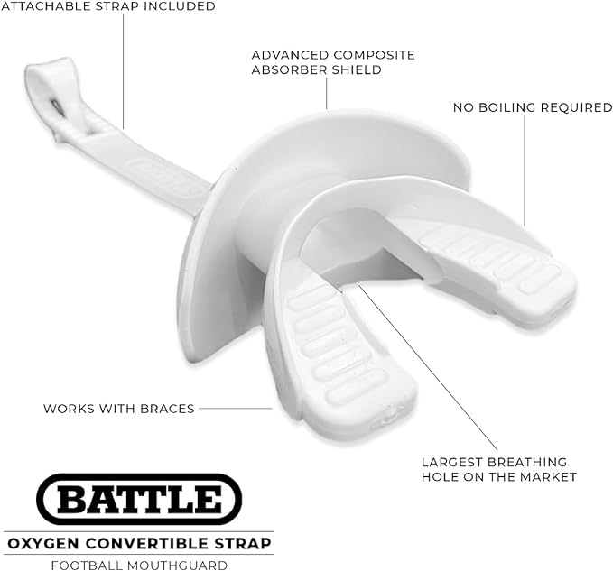 Battle Sports 3D Diamond Oxygen Football Mouthguard - Superior Airflow & Better Performance, Maximum Protection & Breathability Football Mouthpiece, Works with Braces