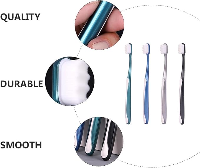 4pcs Japanese-Style Large Head Toothbrushes for Adults Soft Bristle Handheld Tooth Cleaning Tools with Flexible Bristles for Plaque Removal and Gum Care Random Colors Random Color