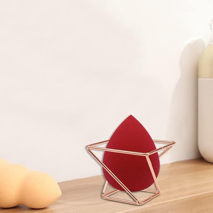 4 Pcs Makeup Sponge Holder Beauty Sponge Holder Blender Drying Rack Makeup Blender Travel Case Egg Powder Puff Display Stand for Dresser and Vanity (Gold & Rose Gold)
