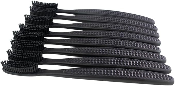 Huge Head Extra Hard & Firm Toothbrush, Large Long Head Charcoal Bristle Tooth Whitening Dental Oral Care (Black, Extra Large)