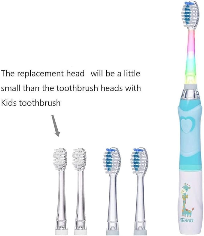 SEAGO Toothbrush Replacement Heads - SG977 SG513 - SEAGO Kids Toothbrushes Heads for Toddlers - Compatible with seago Electric Toothbrushes Kids (White, 8-Pack)