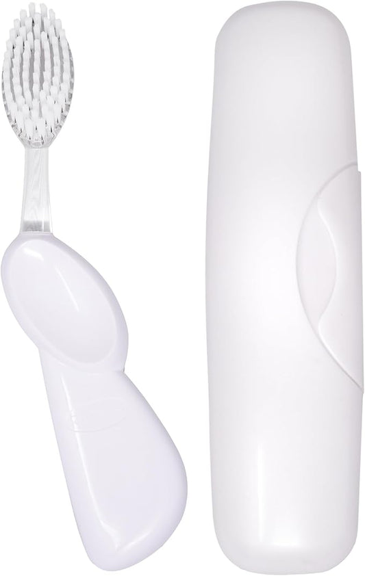 Radius Big Toothbrush with Replaceable Head BPA Free ADA Accepted- Right Hand - Pastel White with Pastel White Case