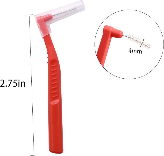 Angzhili 25 Pcs Interdental Angle Brushes,Reusable Dental Cleaners,Oral Dental Hygiene Brush,Dental Toothpick Floss for Braces,Tooth Cleaning Tool (Red)