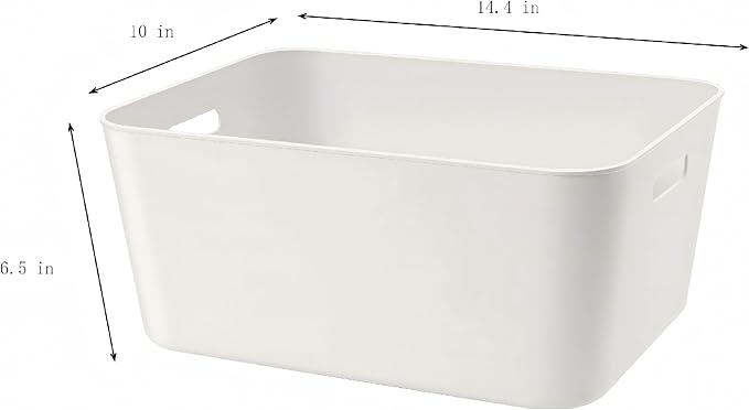 Amyup Set Of 2 Plastic Storage Bins,14.5x10.2x6.3 Versatile Kitchen Pantry Organization and Storage,for Plastic Storage Container Under Bed,Under Sink Bathroom Organizer (White, 2 Pack Large)