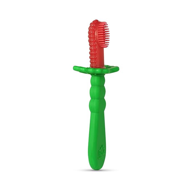 RaZbaby RaZBerry Baby Toothbrush – Multi-Textured Silicone for Gentle Cleaning & Teething Relief – Perfect for Early Oral Care & Self-Brushing – BPA-Free, Easy to Hold, Dishwasher & Sterilizer Safe