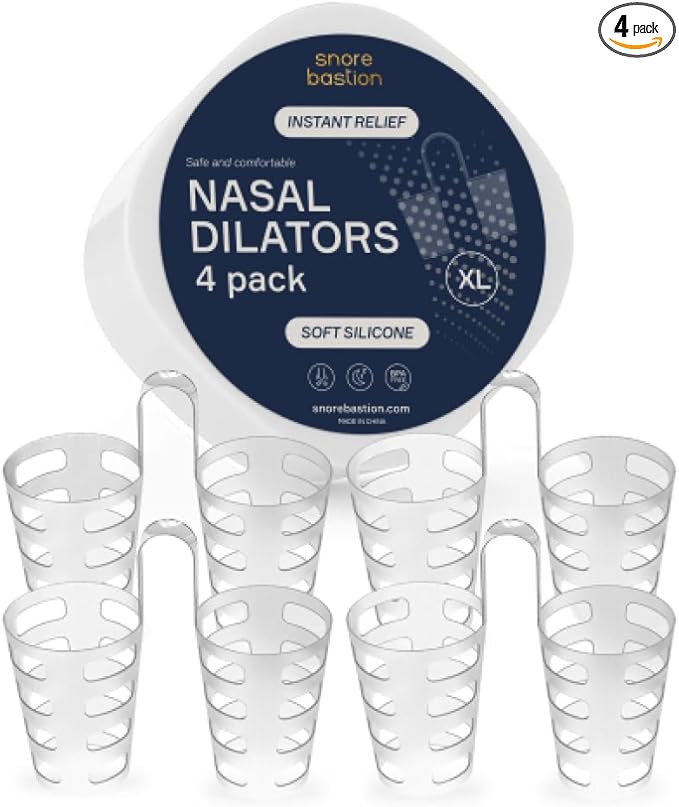 Nasal Dilators for Sleeping - 4 of X-Large ONLY (XL) Soft Silicone Nasal Cones - Nostril Opener - Nasal Expander for Breathing - Nose Vents - Anti Snoring Devices