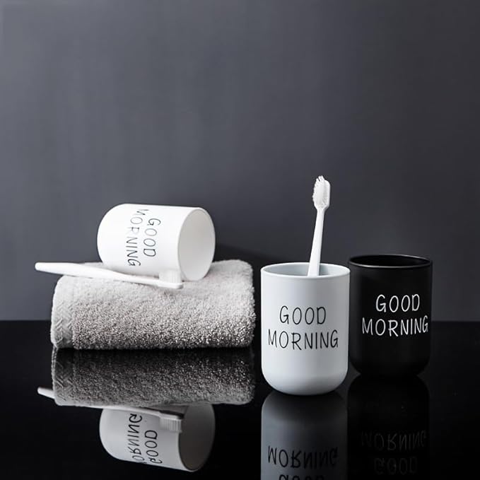 Toothbrush Cup 2Pcs, Bathroom Toothbrush Holder, Storage Cup 300ml, Drinking Cup, Reusable (Gray + White)