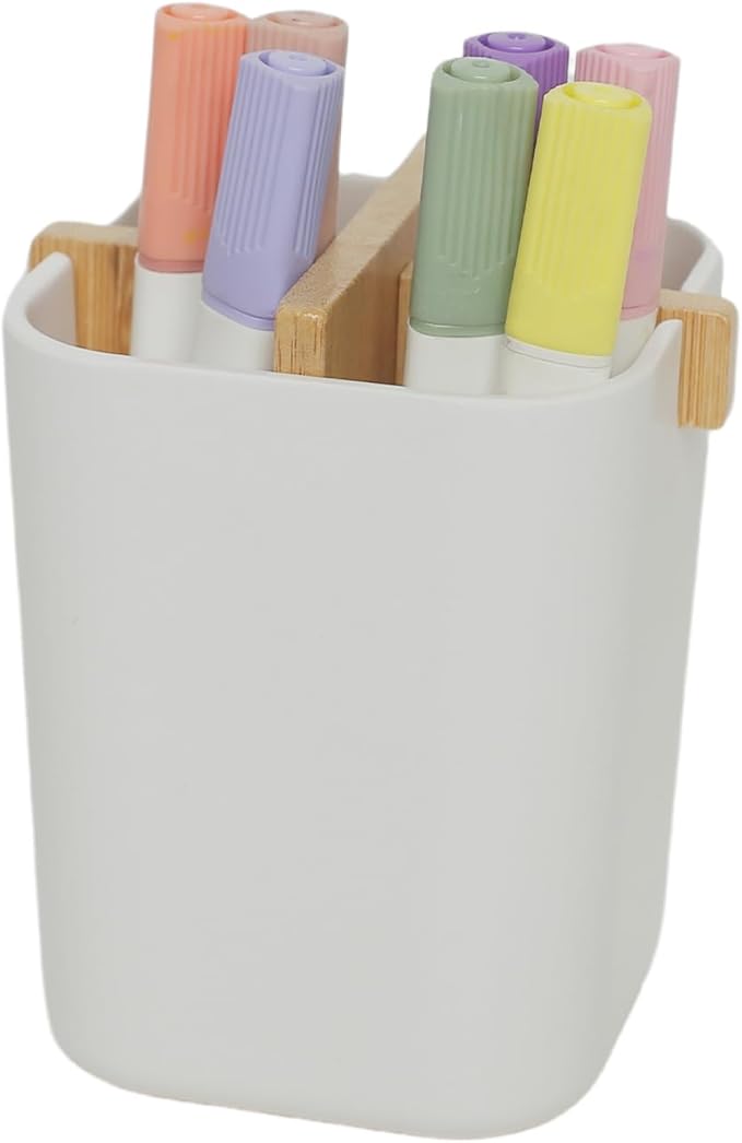 Bamboo Toothbrush Holder 4 Slots Toothpaste Toothbrush Holder for Bathroom Easy Cleaning Detachable (White)