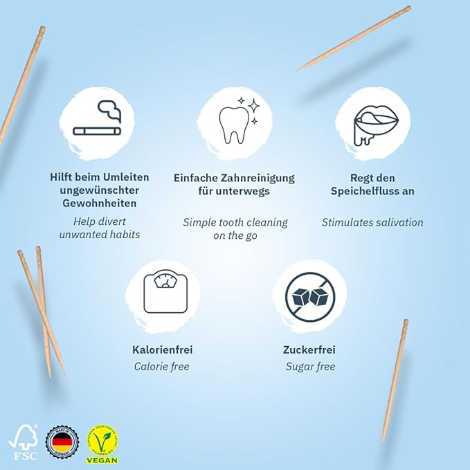 Wonder Toothpicks with Flavor - 100x Flavored toothpicks Individually Packed in 8 Refreshing Varieties - Gentle Oral Hygiene - Fresh Breath - Individually Packed Toothpicks with Flavor